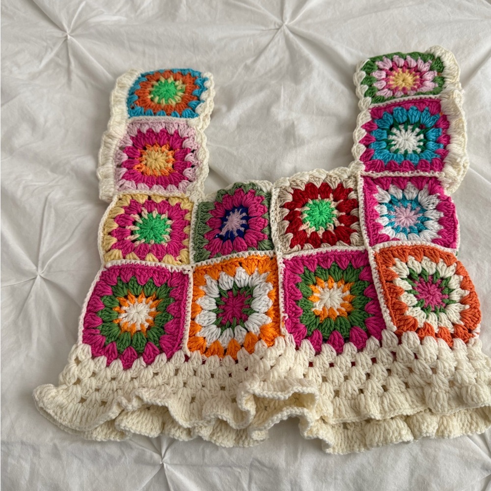 Colorful Crochet Patchwork Blouse